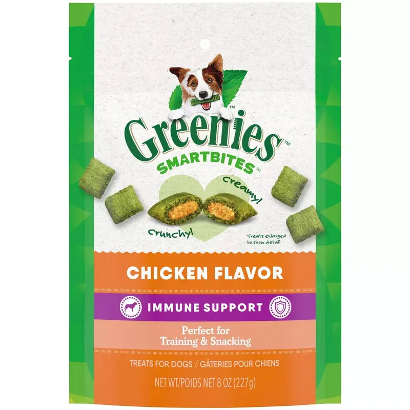 Greenies Smartbite Immune Support Crunchy & Soft Chicken Flavor Adult Dog Treats - 8oz