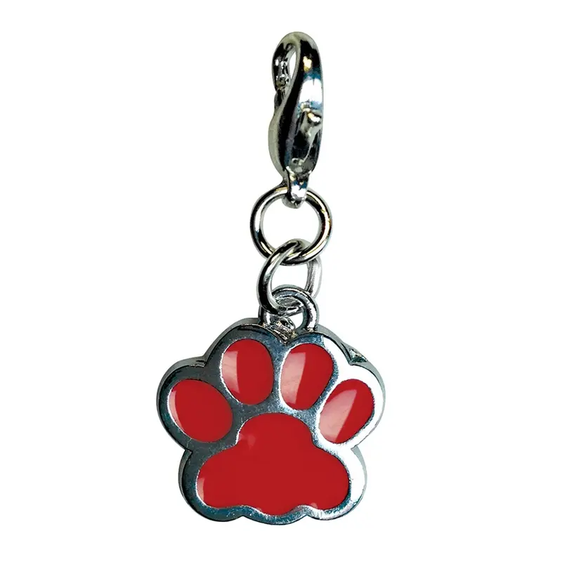 Shiny RED Paw Print Enamel Charm