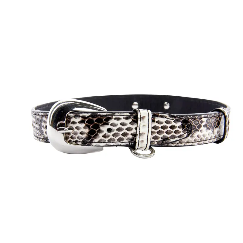 Black & White Viper Snake Collar With Silver Oval Italian Hardware