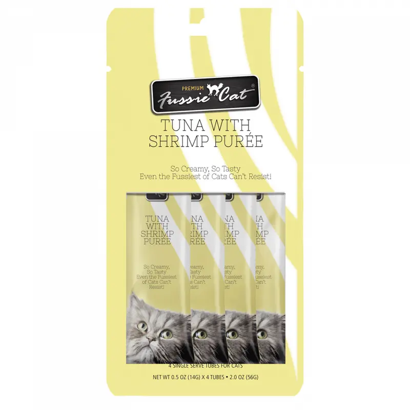 Fussie Cat Tuna with Shrimp Puree Canned Cat Treat Food Topper