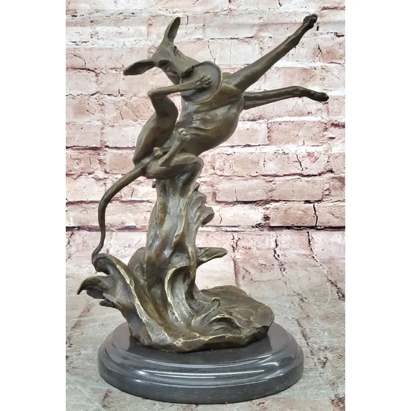 Puppy Dog Catching Frisbee Bronze Sculpture Statue Decor Original Art by Milo