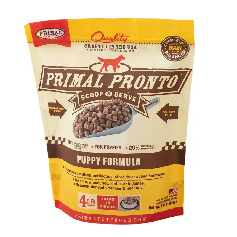 Primal Canine Raw Frozen Pronto Puppy Raw Dog Food 4lb
