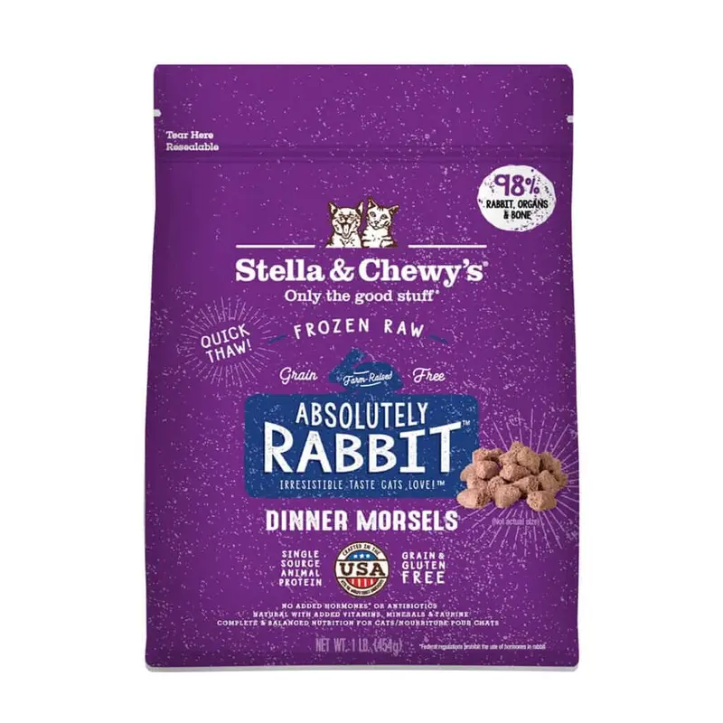 Stella & Chewy's Dinner Morsels Absolutely Rabbit Frozen Raw Dinner Morsels Cat Food 1lb