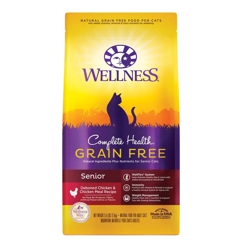 Wellness Complete Health Grain Free Senior Dry Cat Food 5lb Bag