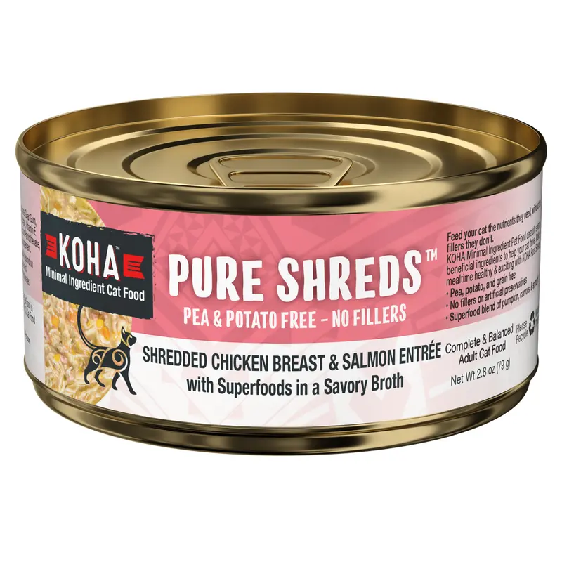 Koha Wet Cat Food 5.5oz Shredded Chicken and Salmon