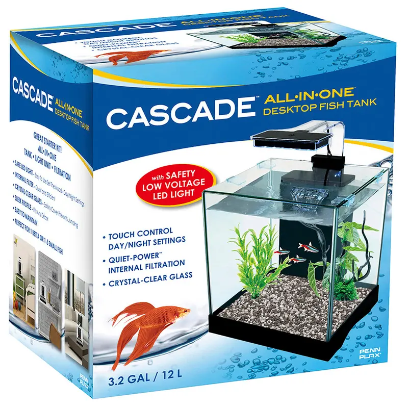 Penn Plax Cascade Glass Tank Kit with LED Light 3.2Gal