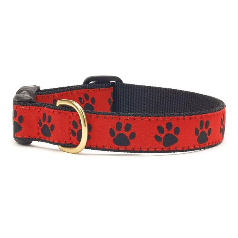 Red and Black Paw Dog Collar