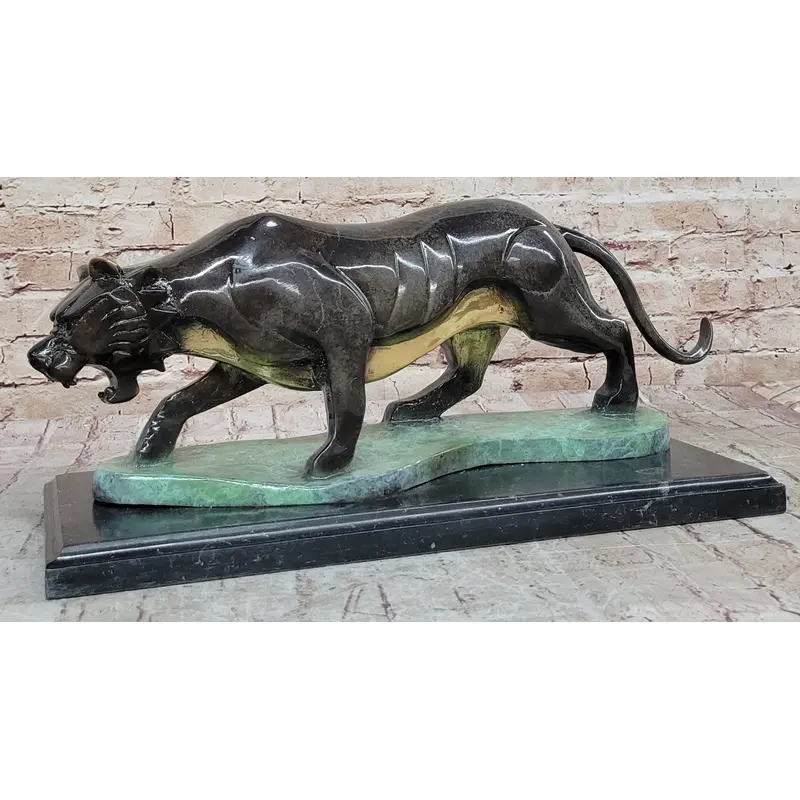 Hot Cast Bronze Sculpture of Cougar Mountain Lion Panther w/ Special Patina Finish