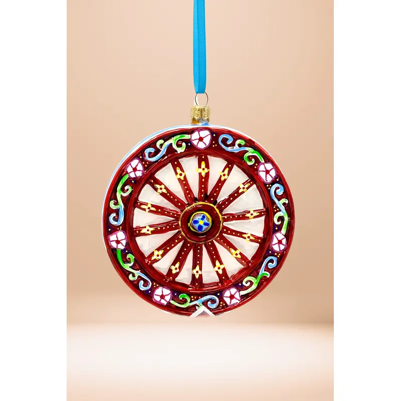 Sicilian Carretto Wheel Polish Glass Ornament (Rosso)