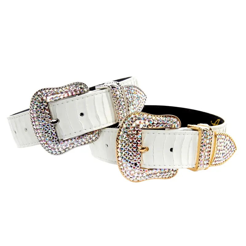 Matte White Snake Collar Set of 2. With Both Silver & Gold Swarovski Crystal Hardware