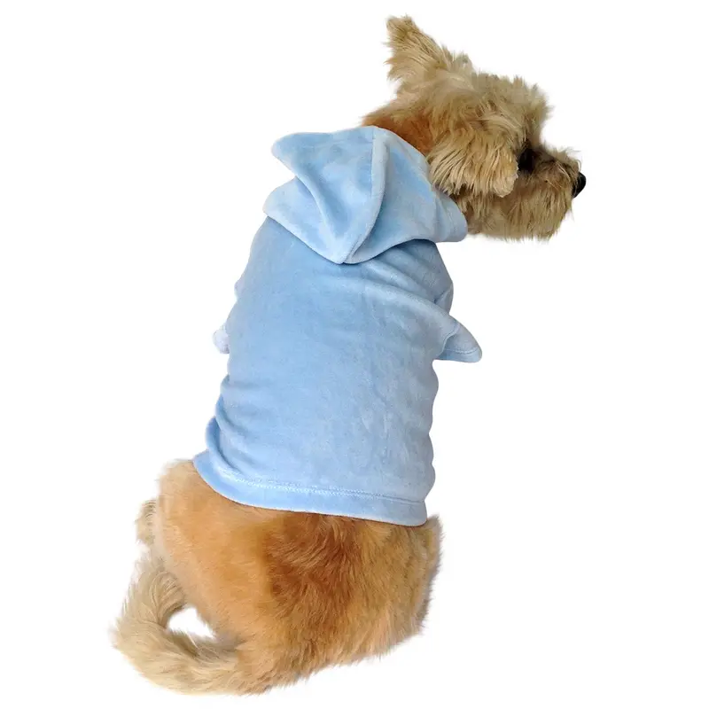 Velour Zip Front Hoodie, Blue