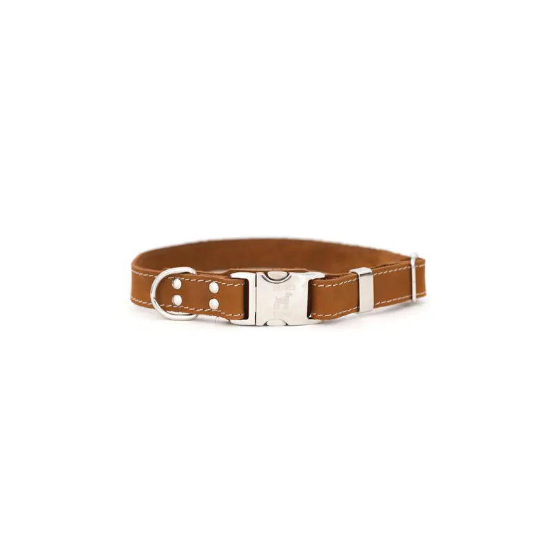 Bestseller Quick-Release Earth Brown Leather Dog Collar with Metal Buckle