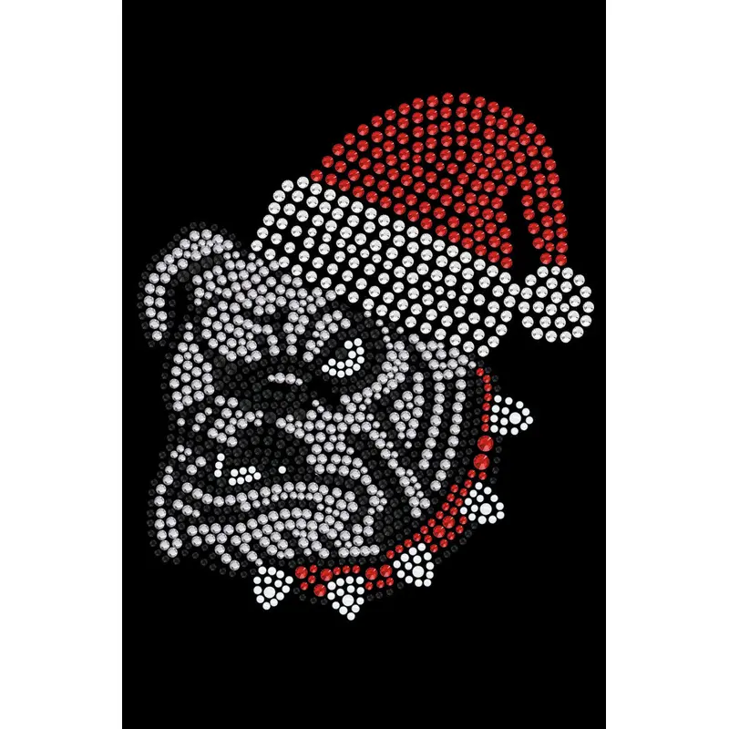 Bulldog Face (White) with Santa Hat - Custom Tutu