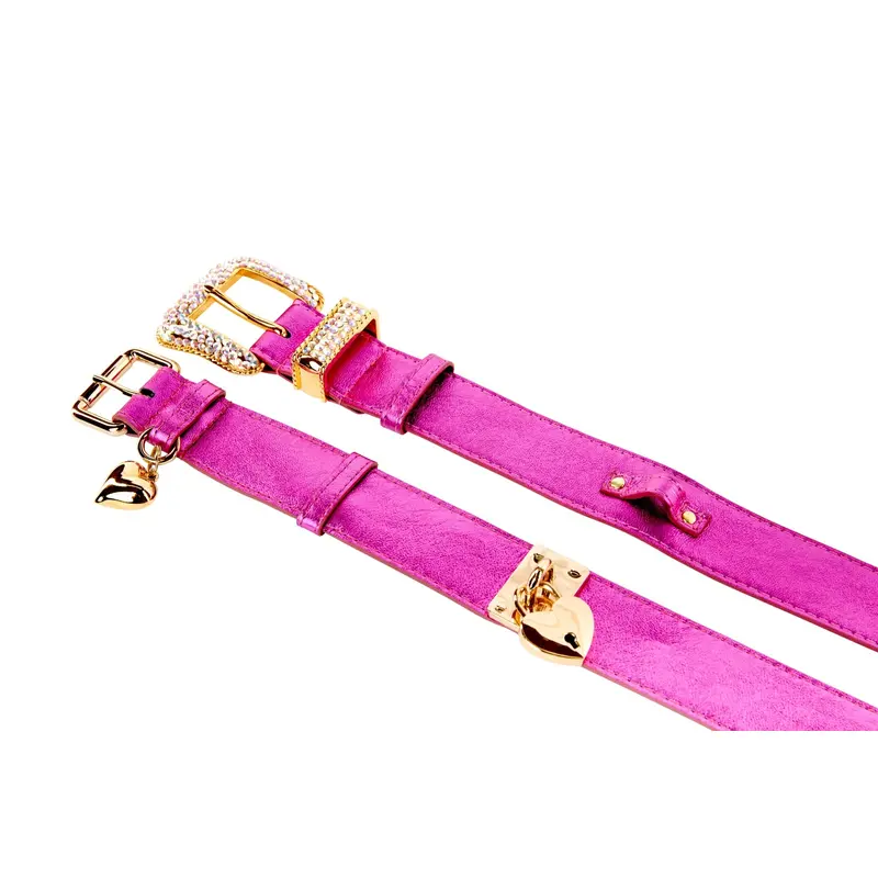 Pink Foil Italian Leather Collar Set