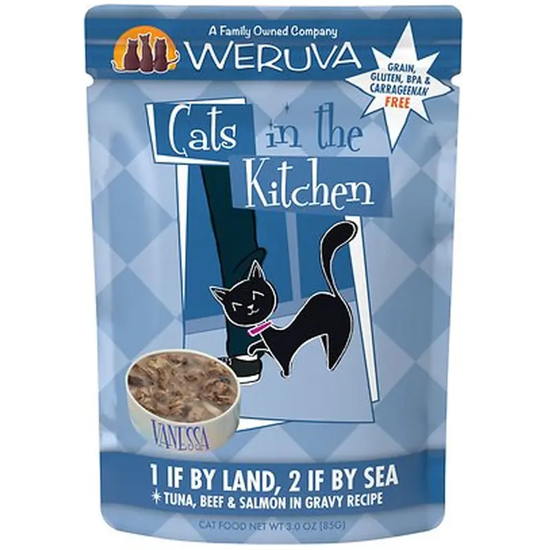 Weruva Cats in the Kitchen 1 If By Land, 2 If By Sea Tuna, Beef & Salmon Pouch