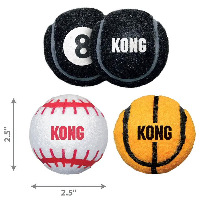 Kong Dog Toy Sport Balls 3pk Medium Assorted