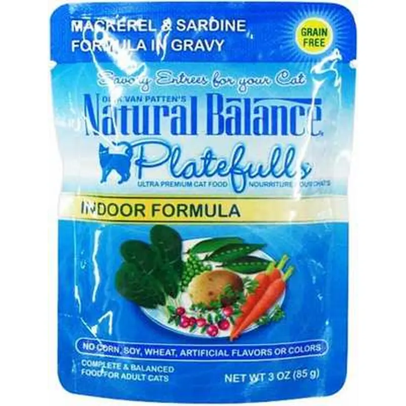 Natural Balance Platefulls Indoor Mackerel & Sardine Formula in Gravy Cat Pouch