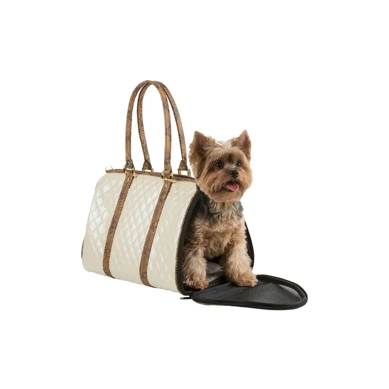 JL Duffe Ivory Quilted Luxe Snake Trim