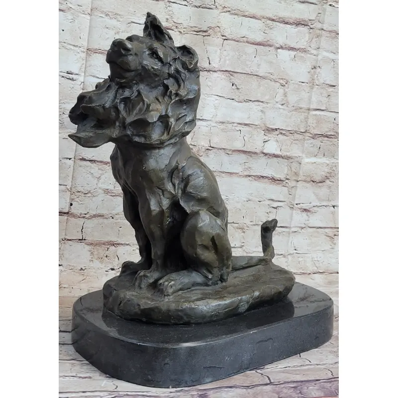 Abstract Crude Lion King Bronze Statue Sculpture Original Art on Marble Base
