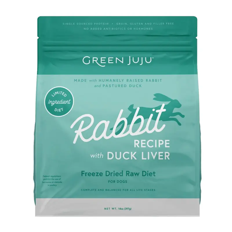 Green Juju Freeze Dried Rabbit Duck Liver Raw Dog Food 14oz