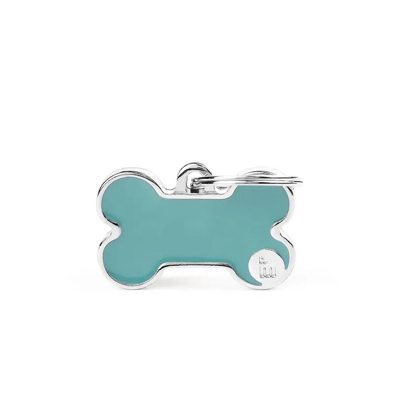 My Family ID Basic Handmade Small Light Blue Bone ID Tag
