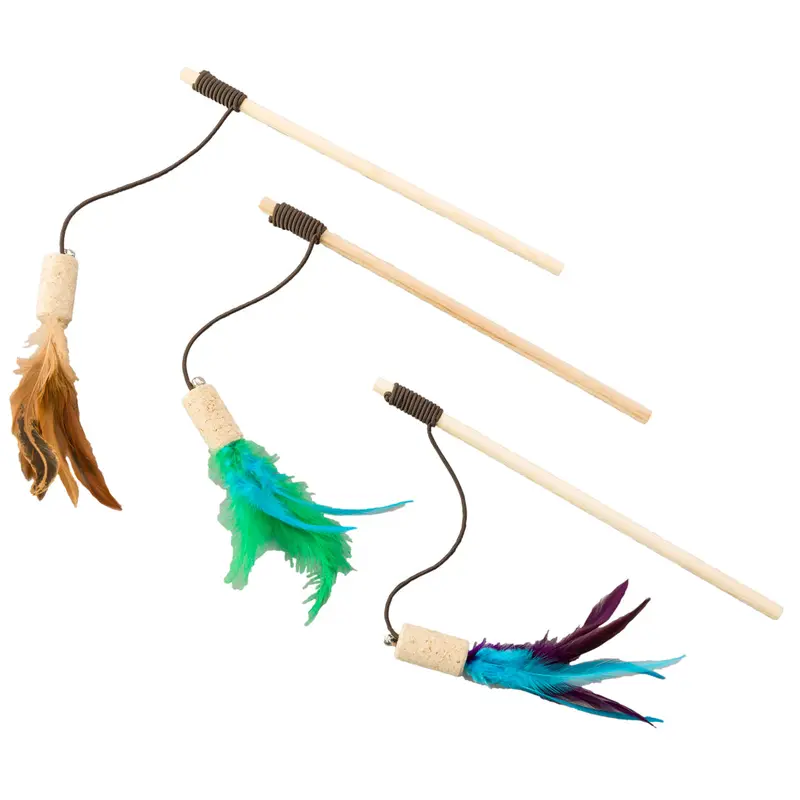 Spot Ethical Pet Cat Toy Cat-Bernet Cork Teaser Wand Assorted