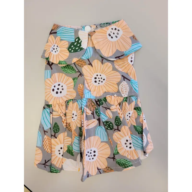 light cotton dress light grey with multiple flowers