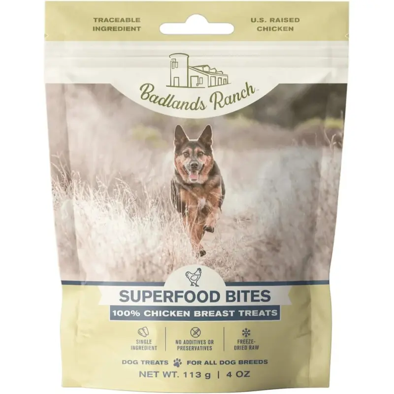Badlands Ranch Air Dried Superfood Bites Chicken Breast Dog Treats 4 oz