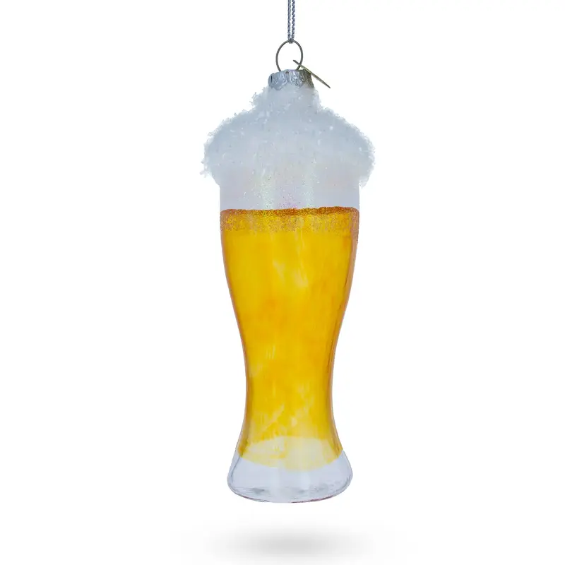 Frothy Pint of Ale Blown Glass Christmas Ornament