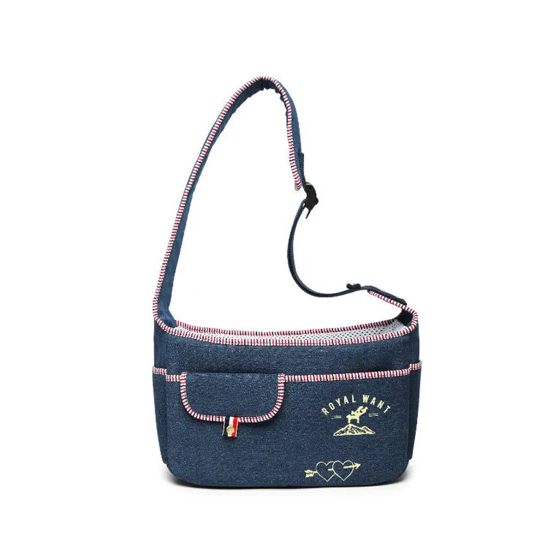 Pet Shoulder Carrier Denim Breathable Adjustable Strap