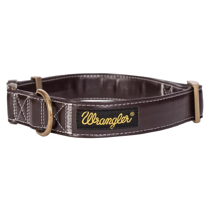 Wrangler Faux Leather Collar with Gold Buckle Dark Brown