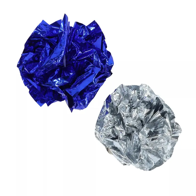 Coastal Turbo Krinkle Ball Cat Toy 2pk Blue Silver