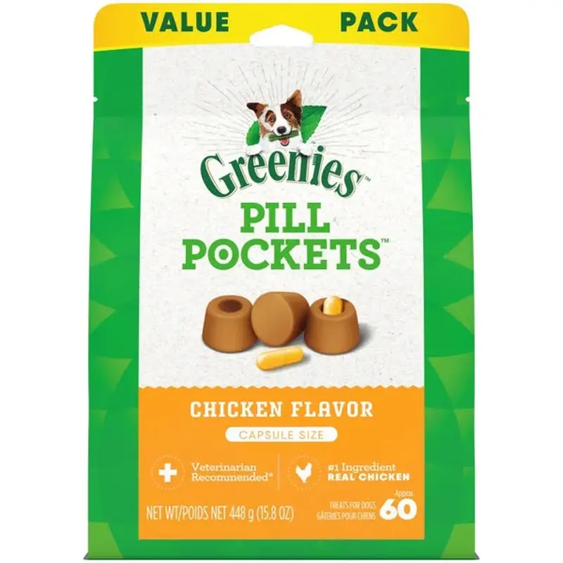 Greenies Chicken Flavored Capsule Pill Pockets 60 Count