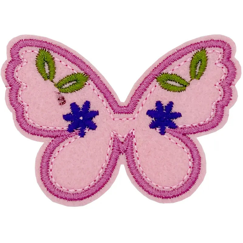 Pink Butterfly with Flowers - Patch