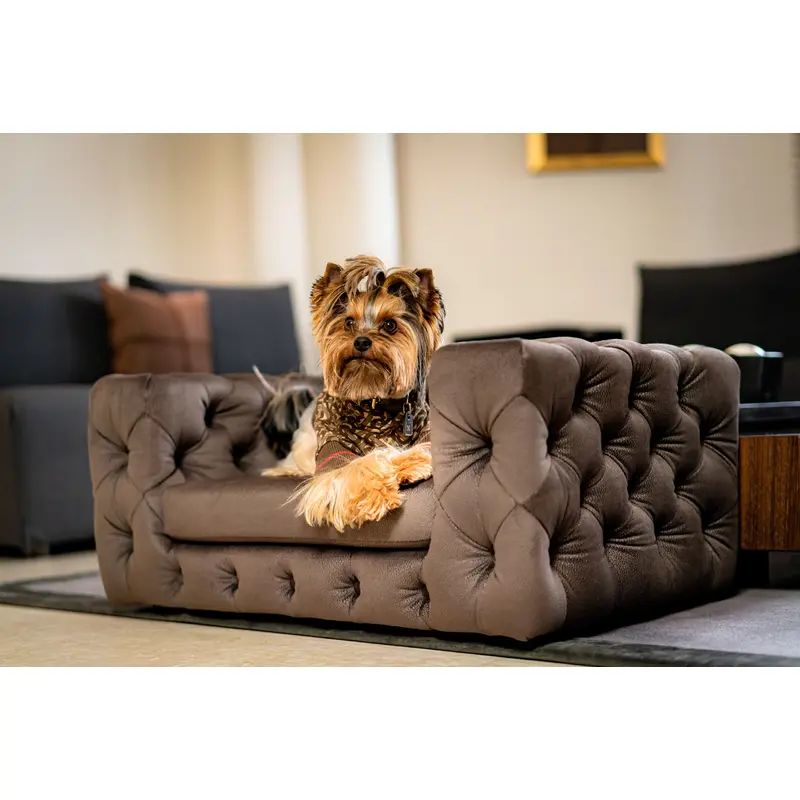 The Glamour Luxury Pet Bed in Dark Brown