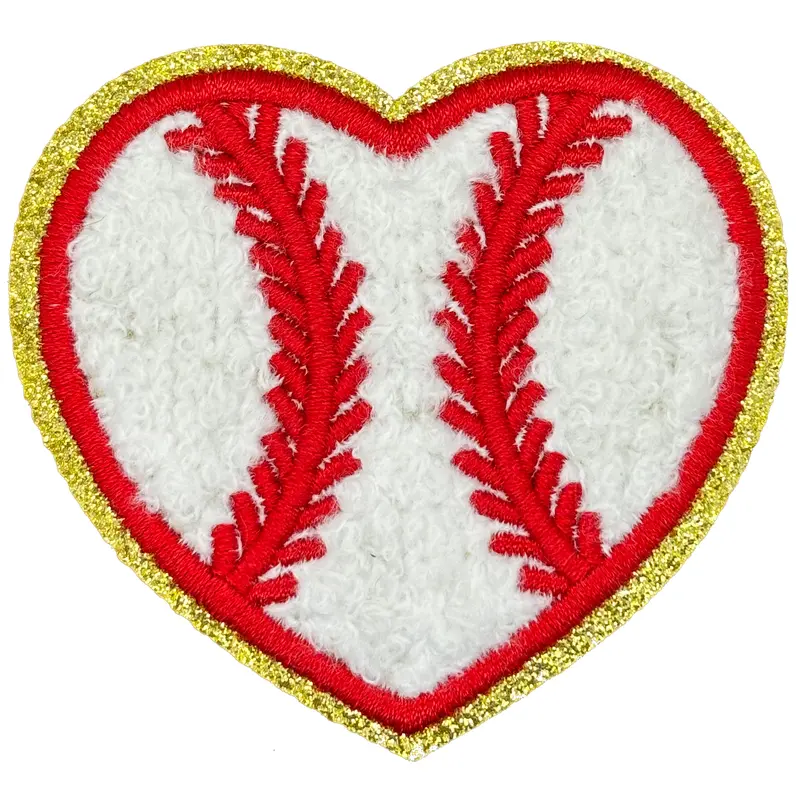 Chenille Baseball Heart  - Patch
