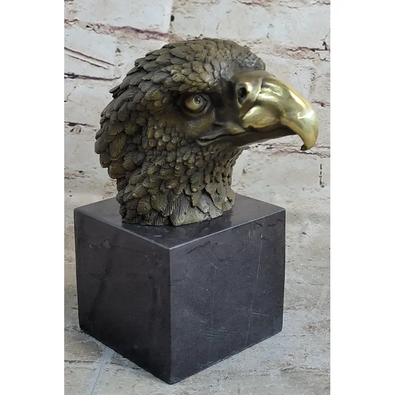 Bust American Bald Eagle Bronze Marble Sculpture Statue Figurine Art Deco Figure