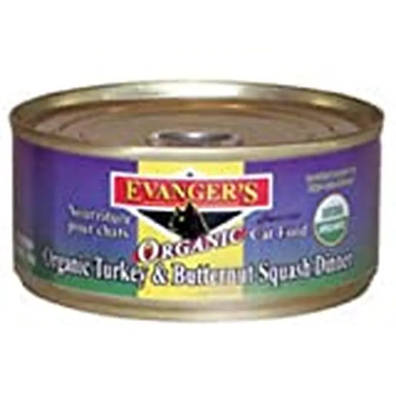 Evanger's Organic Turkey & Butternut Squash Wet Cat Food, 4.4 Oz
