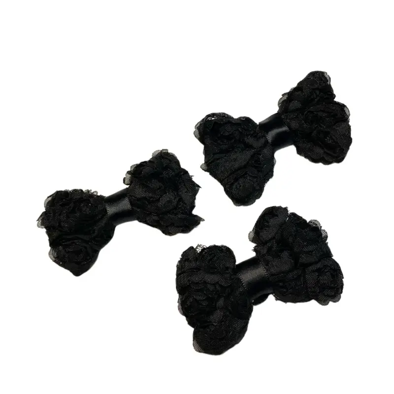 Black Chiffon Rosette Hairbows