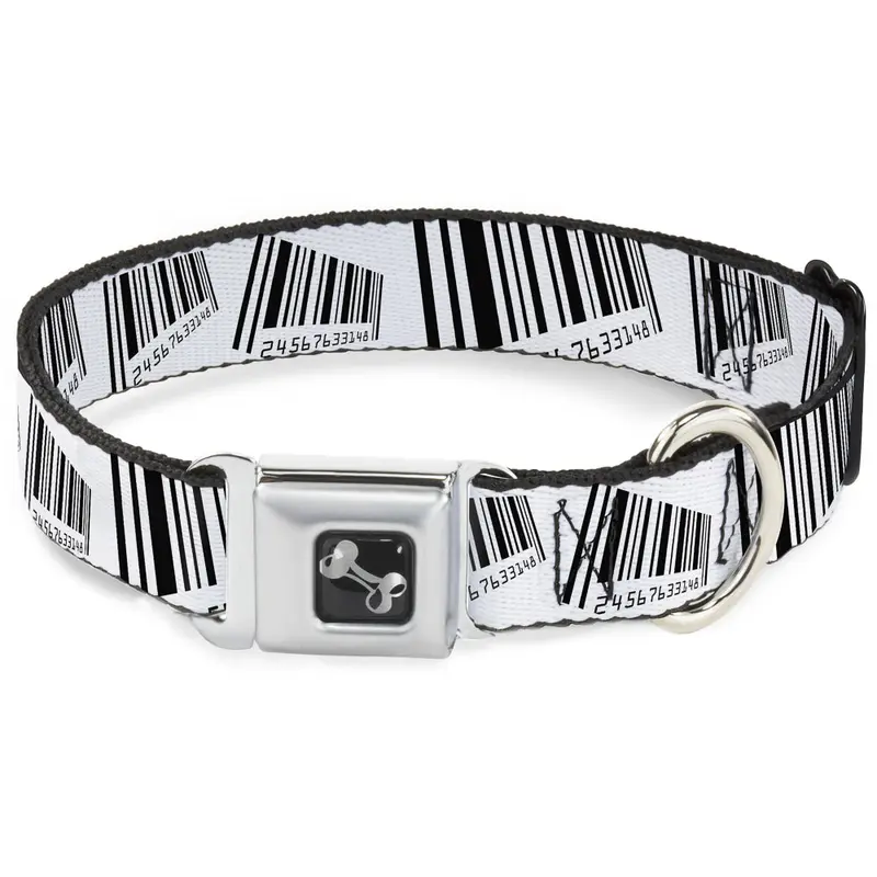 Dog Bone Seatbelt Buckle Collar - Barcode