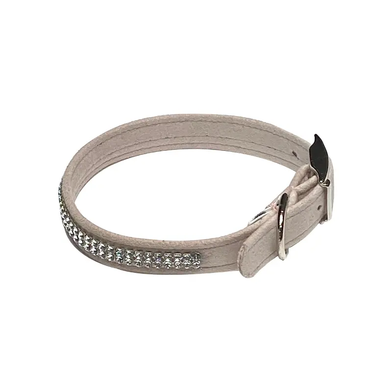 Glamour Girl Ultrasuede Collar w/ Swarovski Crystal, Lt Rose
