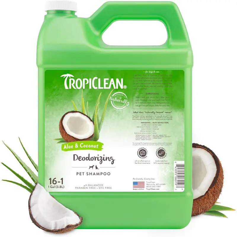 TropiClean Aloe & Coconut Deodorizing Dog Shampoo 1 Gallon