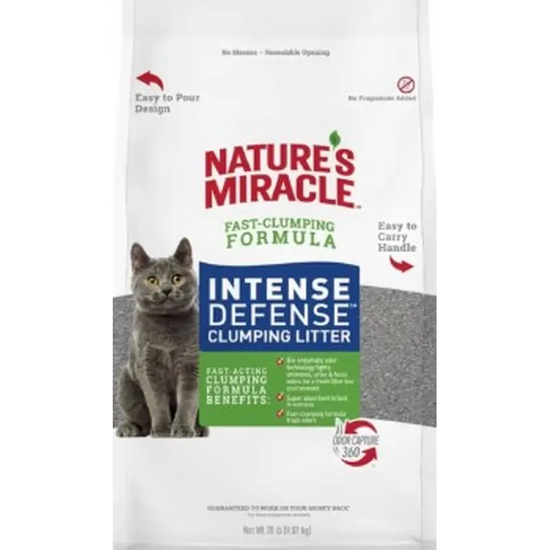 Natures Miracle Intense Defense Unscented Clumping, Cat Litter, 20lb