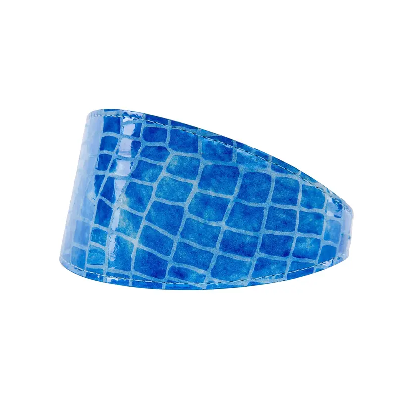 Blue Patent Embossed Croc Italian Leather 3 Wide Style Collar