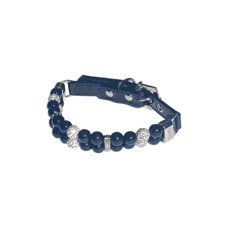 Sparkle & Pearl Dog Collar, Black
